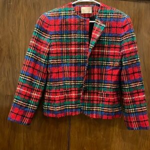 Pendleton Red Green Blue Plaid Wool Blend Blazer